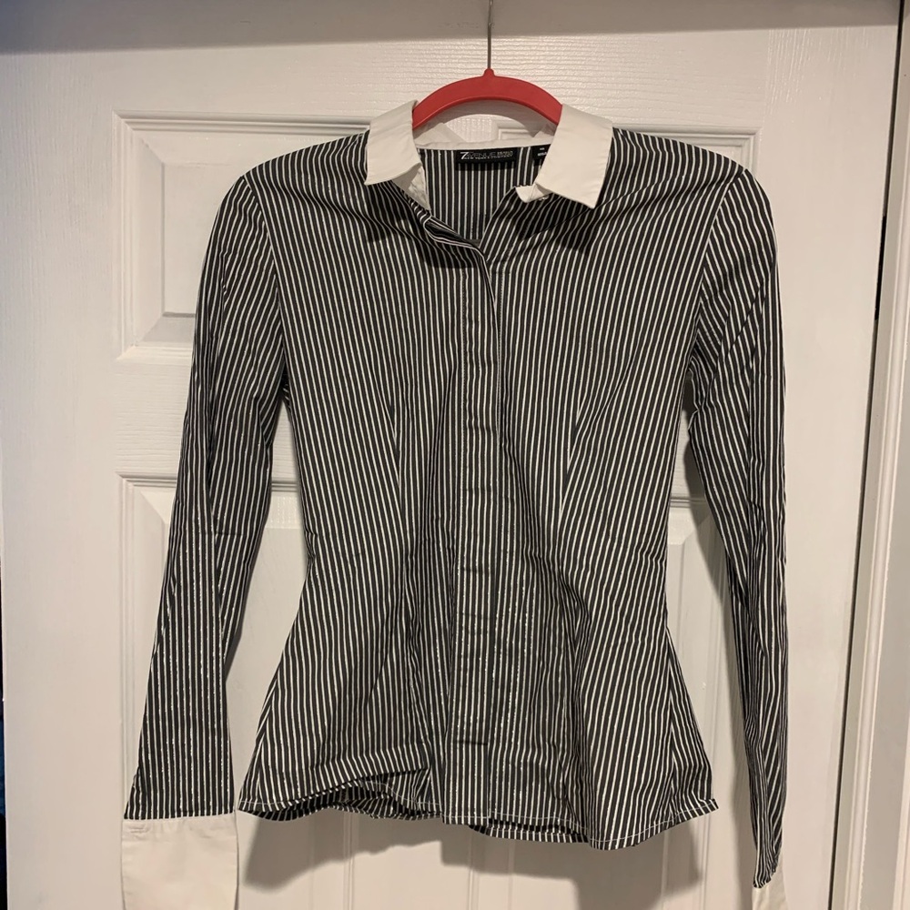 Business Shirt, 7th Avenue, XS, Grey & White